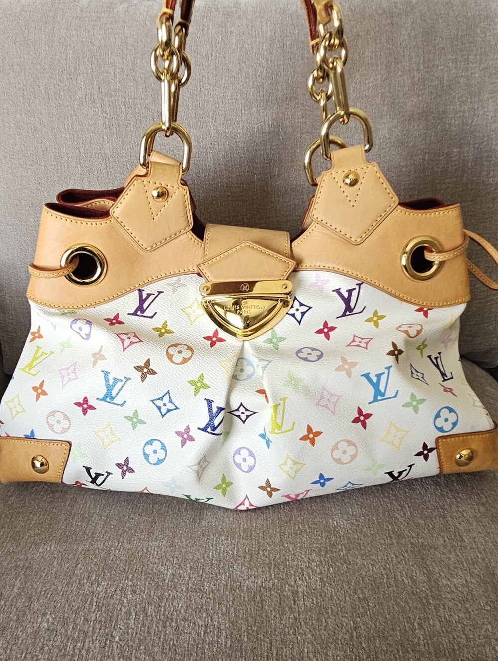 ✨️Louis Vuitton x Takashi  Murakami Multicolor Monogram Ursula in White